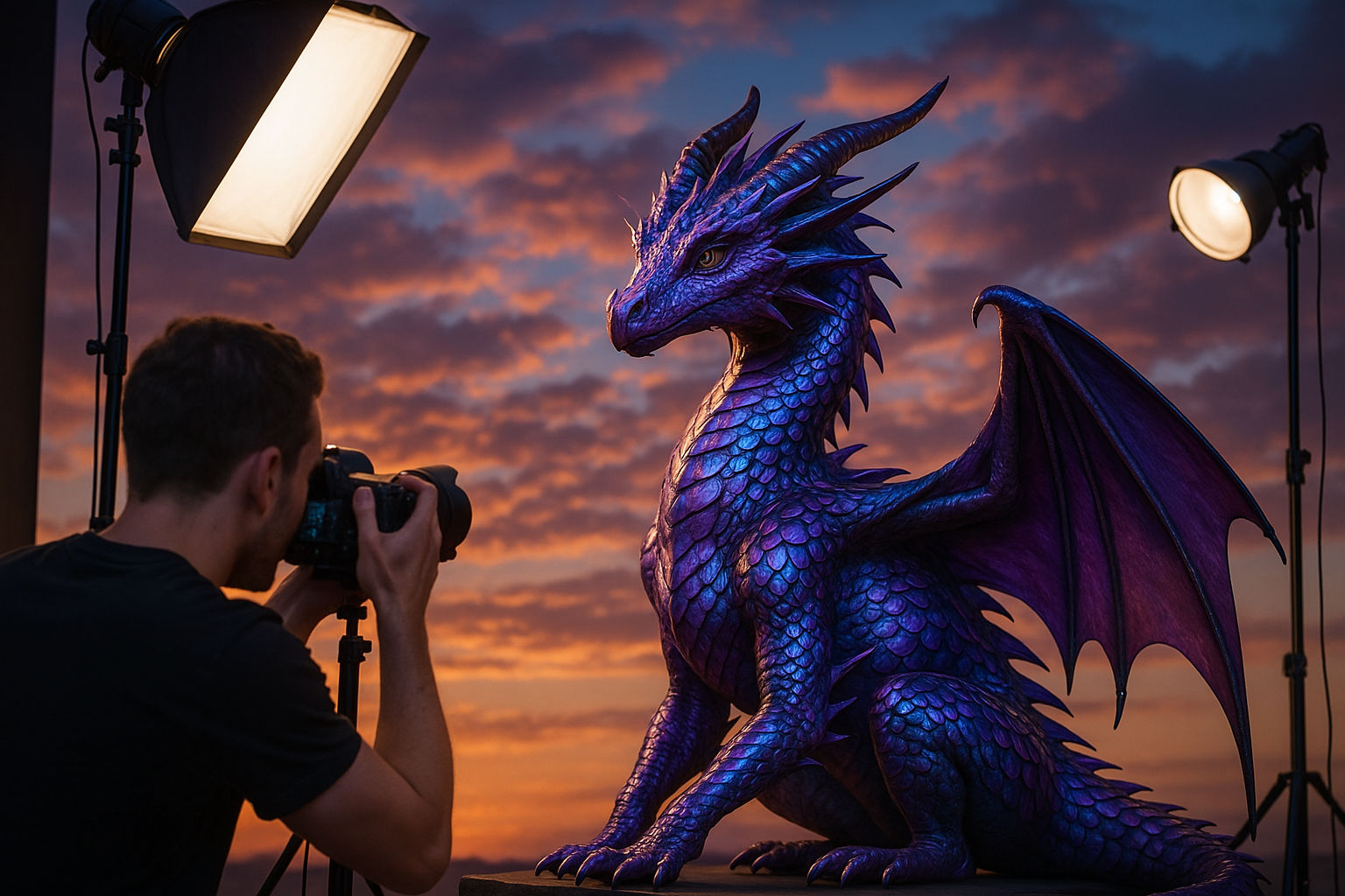 Drache beim Fotoshooting